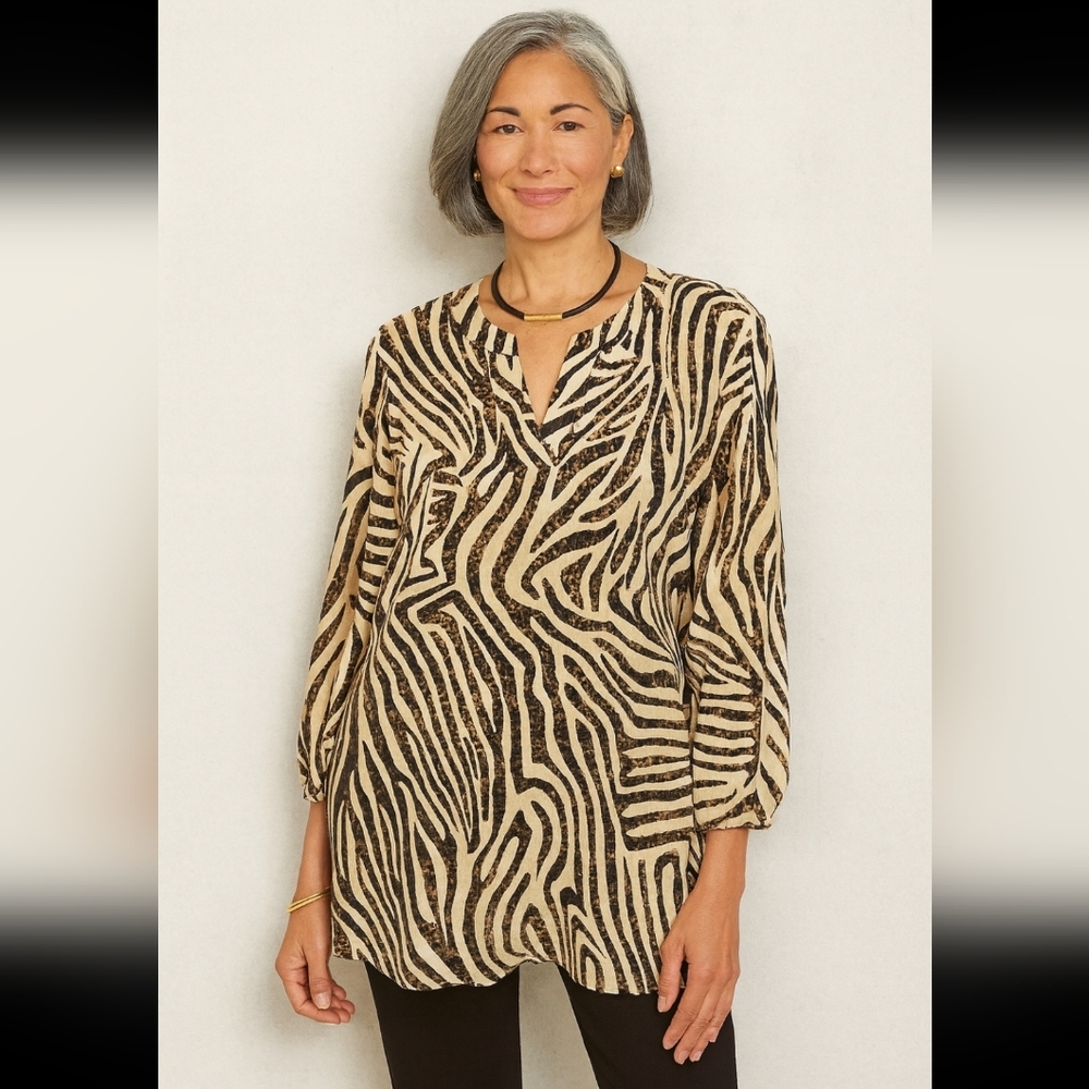 Chico's Zebra Tunic top Size 2 Lg 12